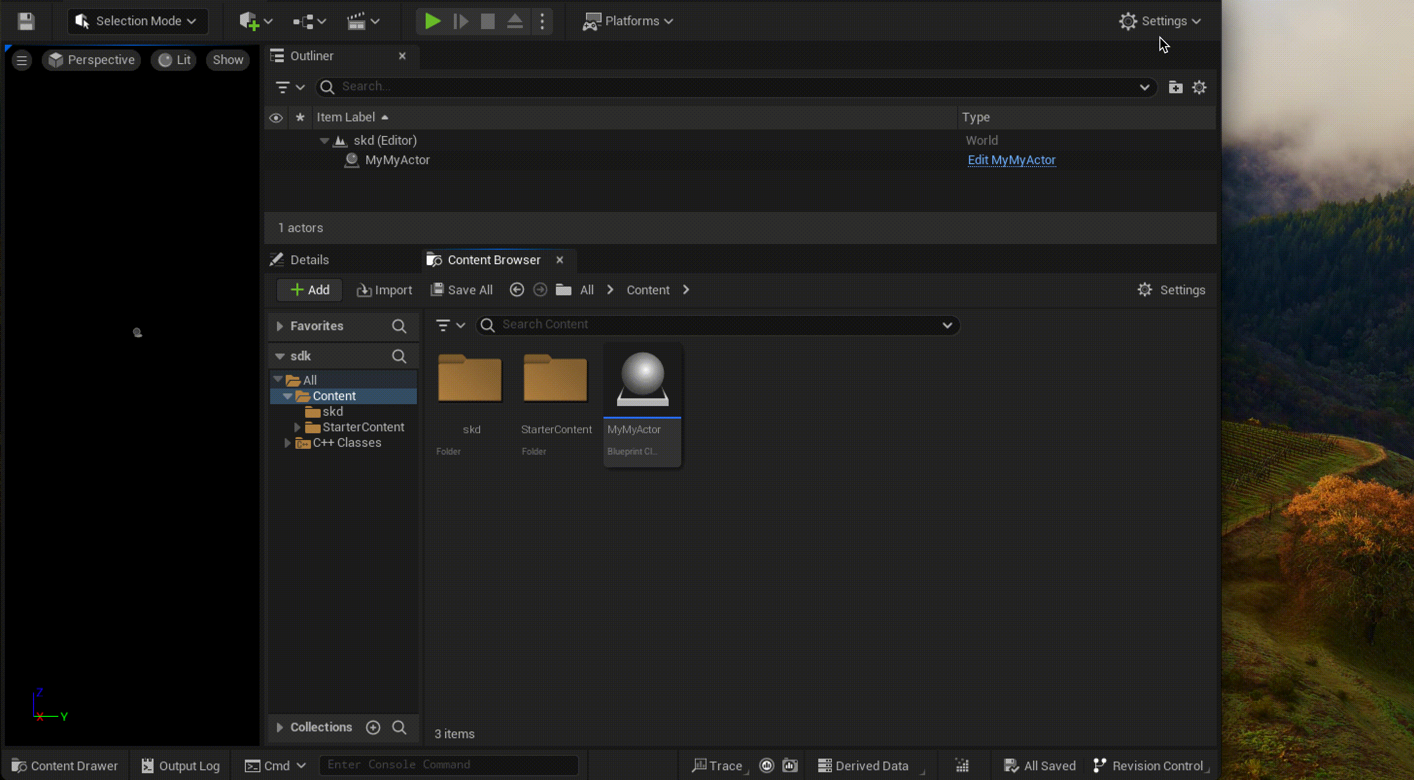 Open project settings animation