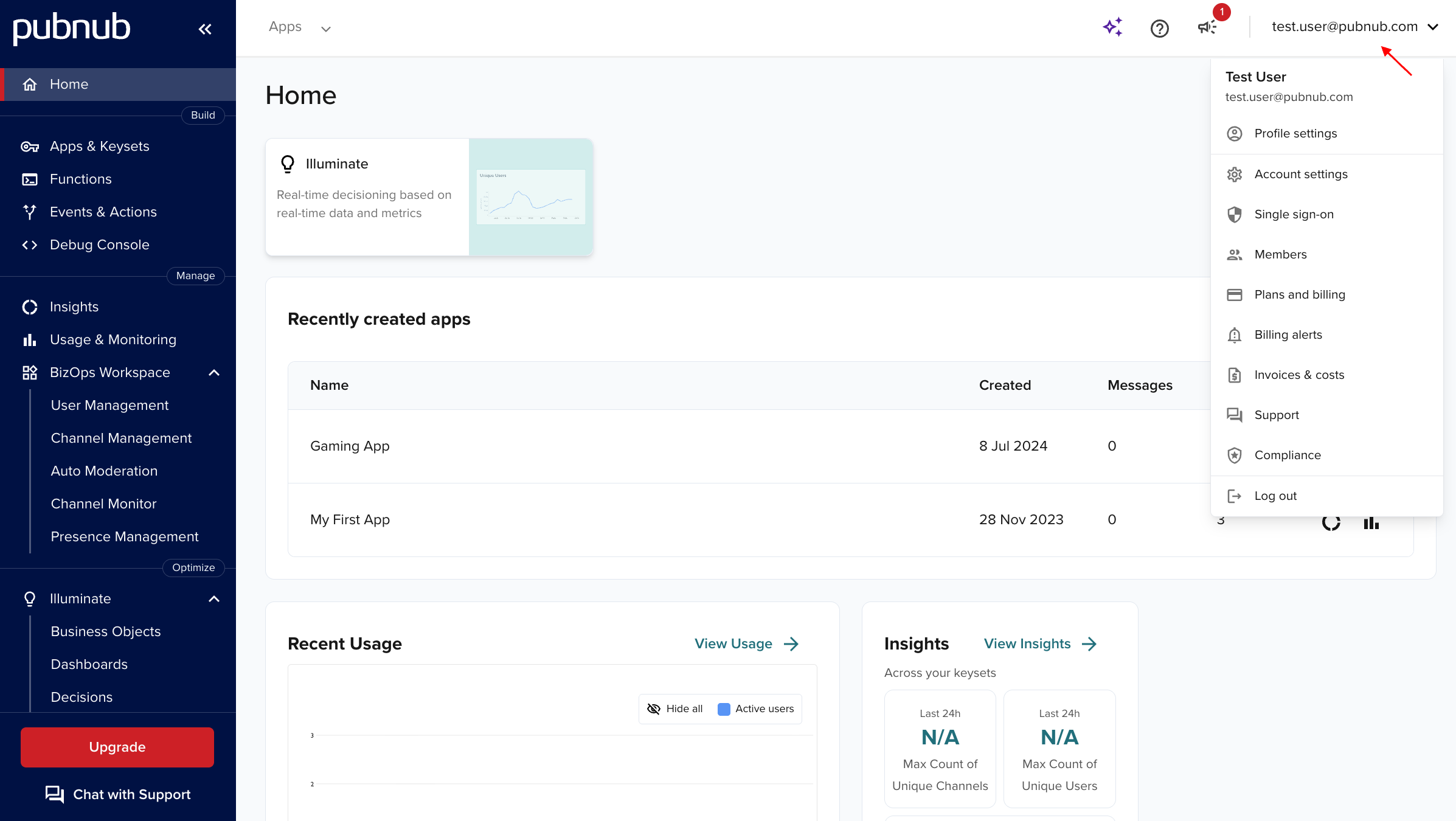 Admin Portal - account settings