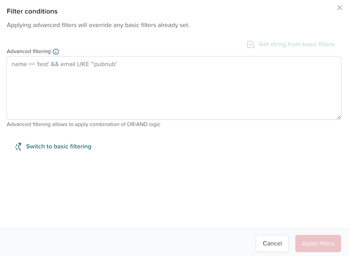 Advanced filtering search
