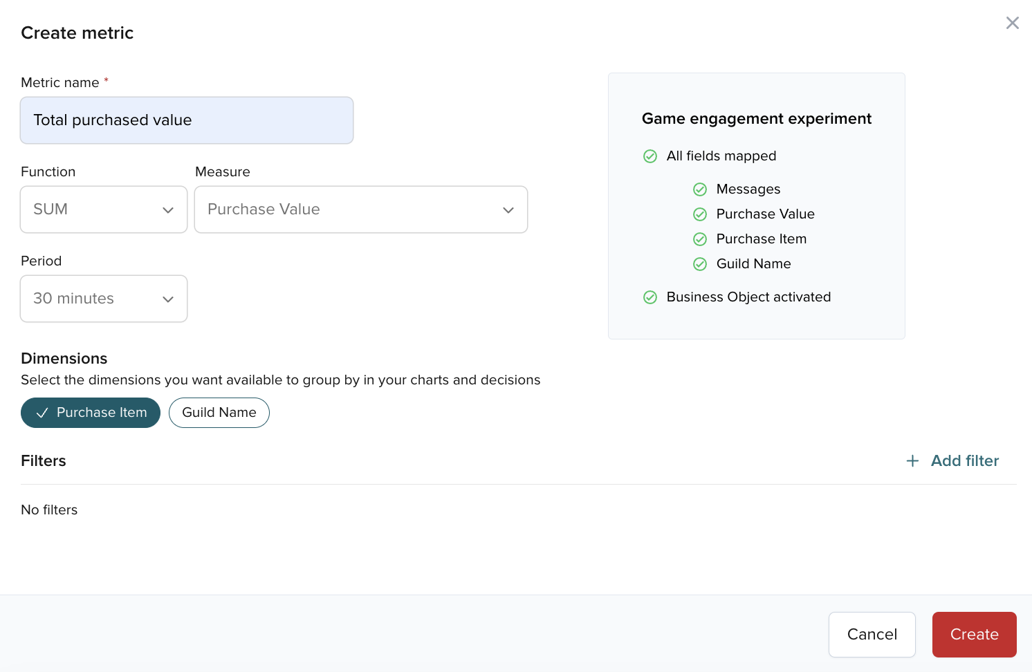 Complete metric — Total purchased value