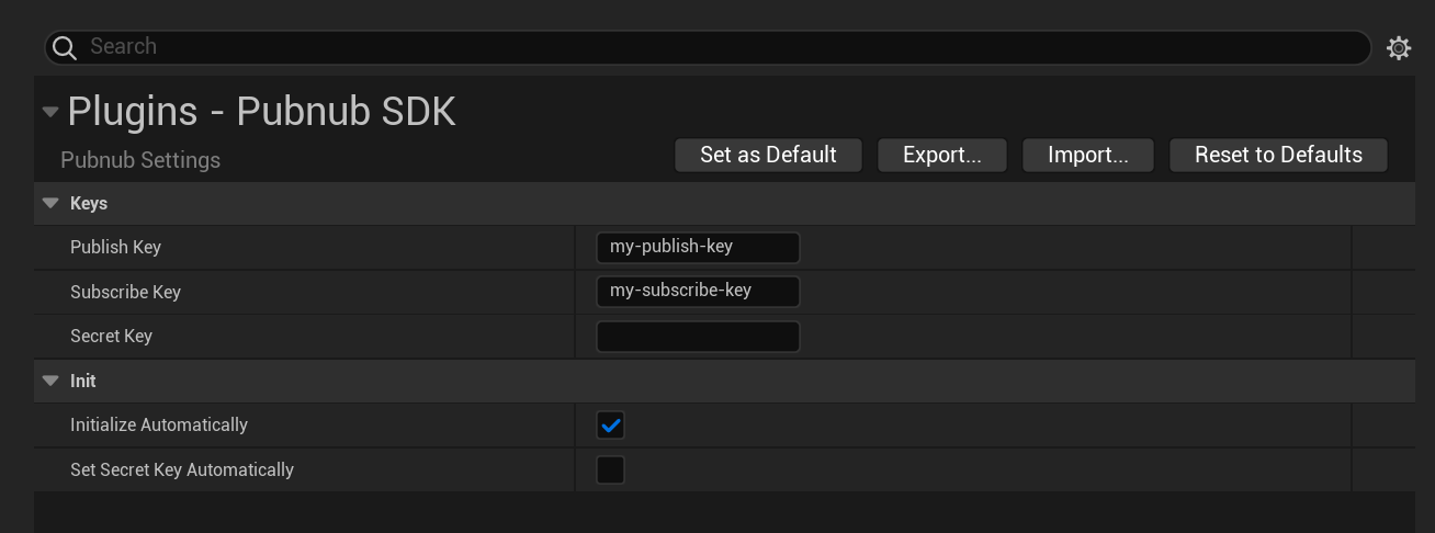 Project Settings configuration screenshot