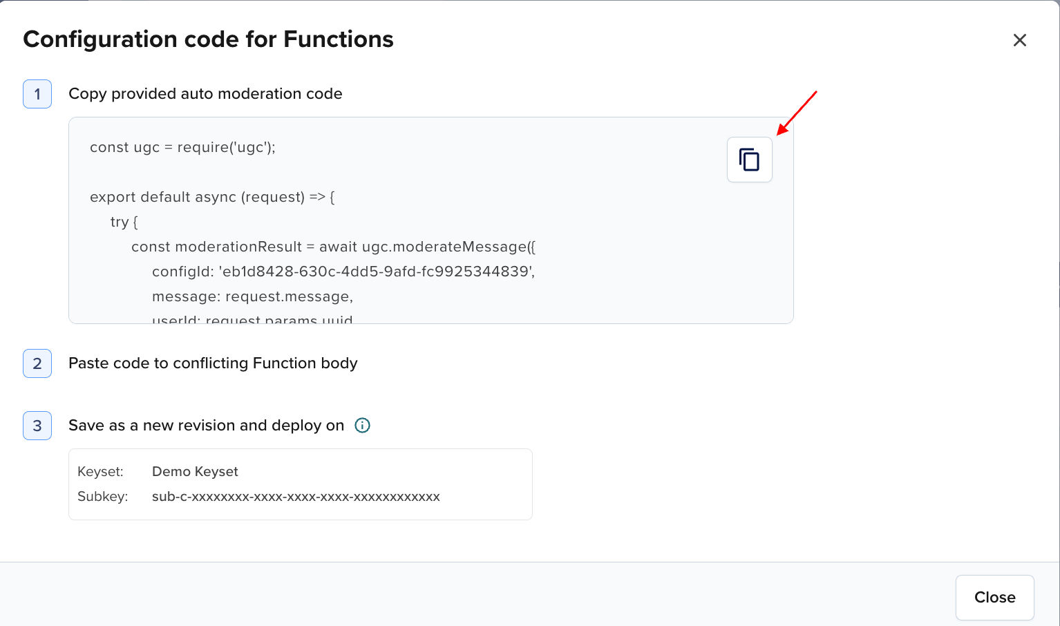 Copy moderation code