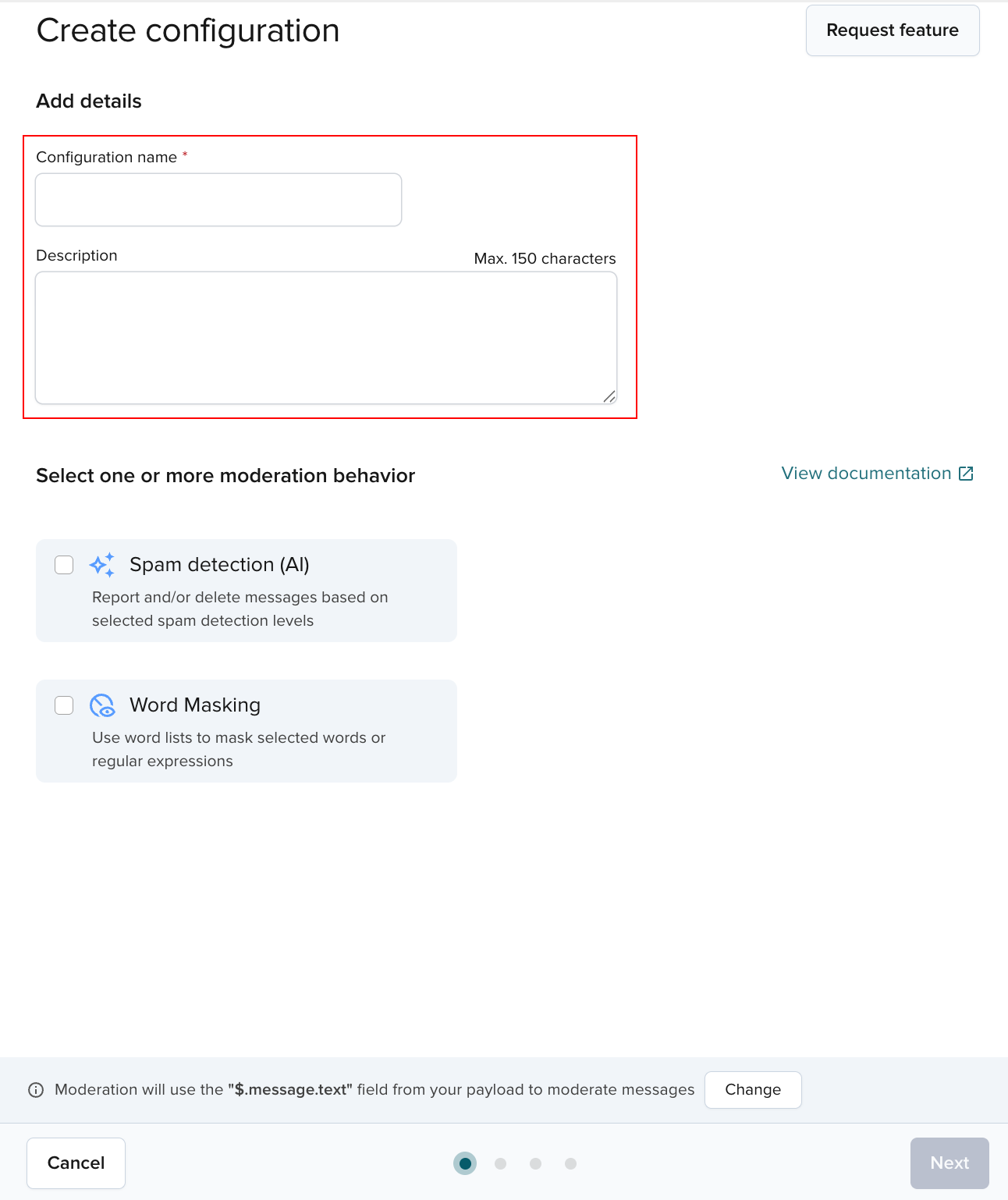 Create Configuration wizard screen
