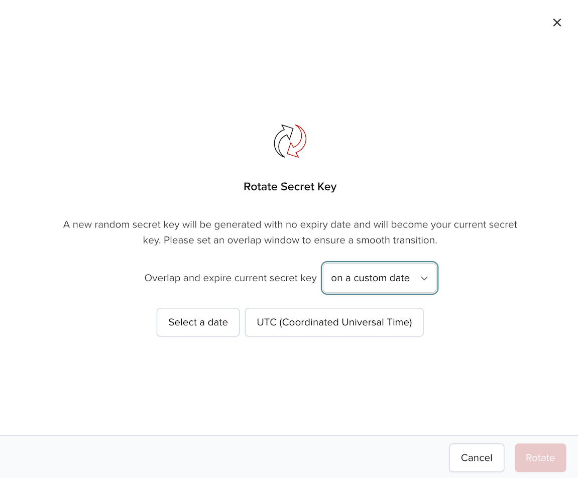 Date picker to set secret key expiry date