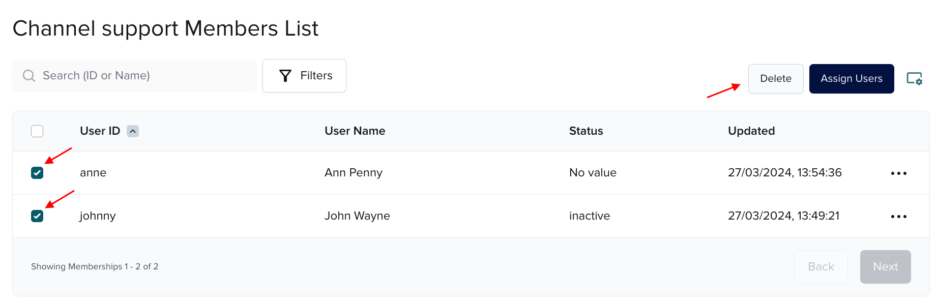 Delete bulk membership