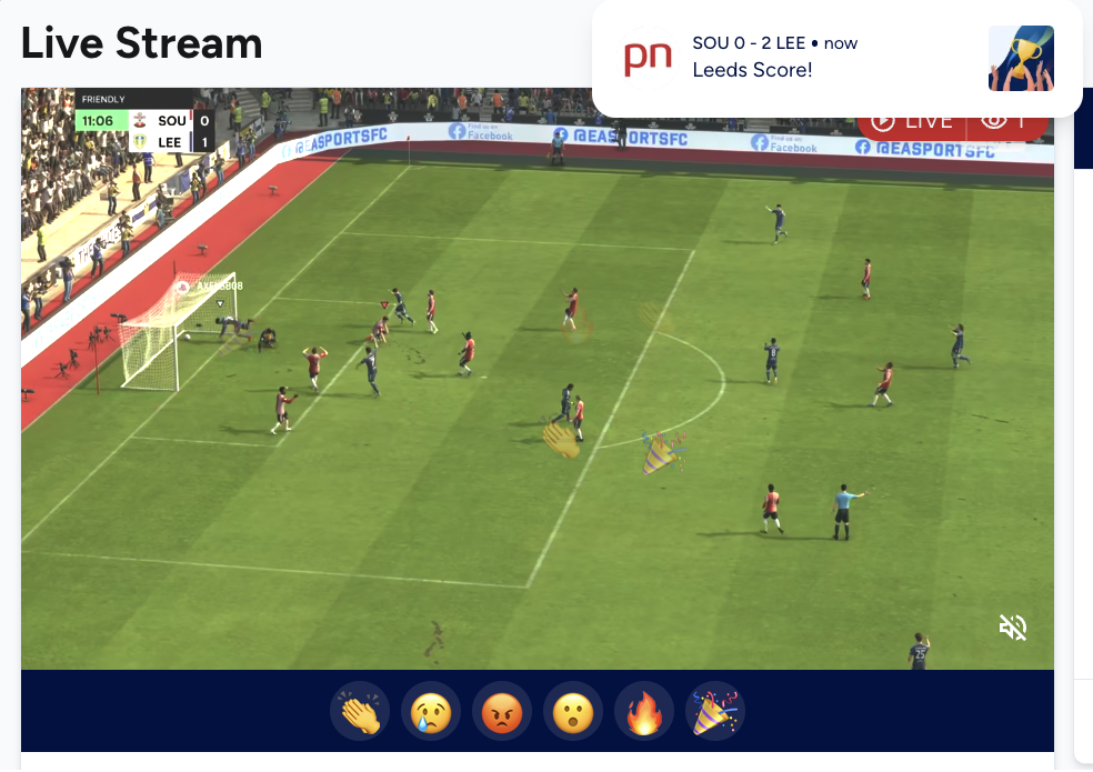 Leeds score notification - web