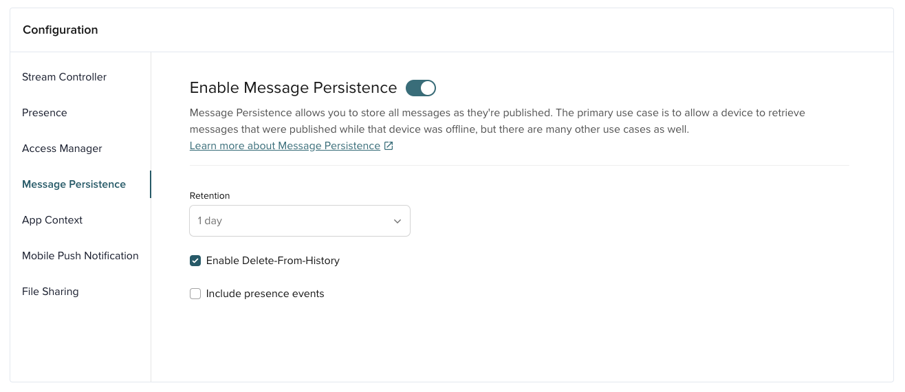 Enabled Message Persistence