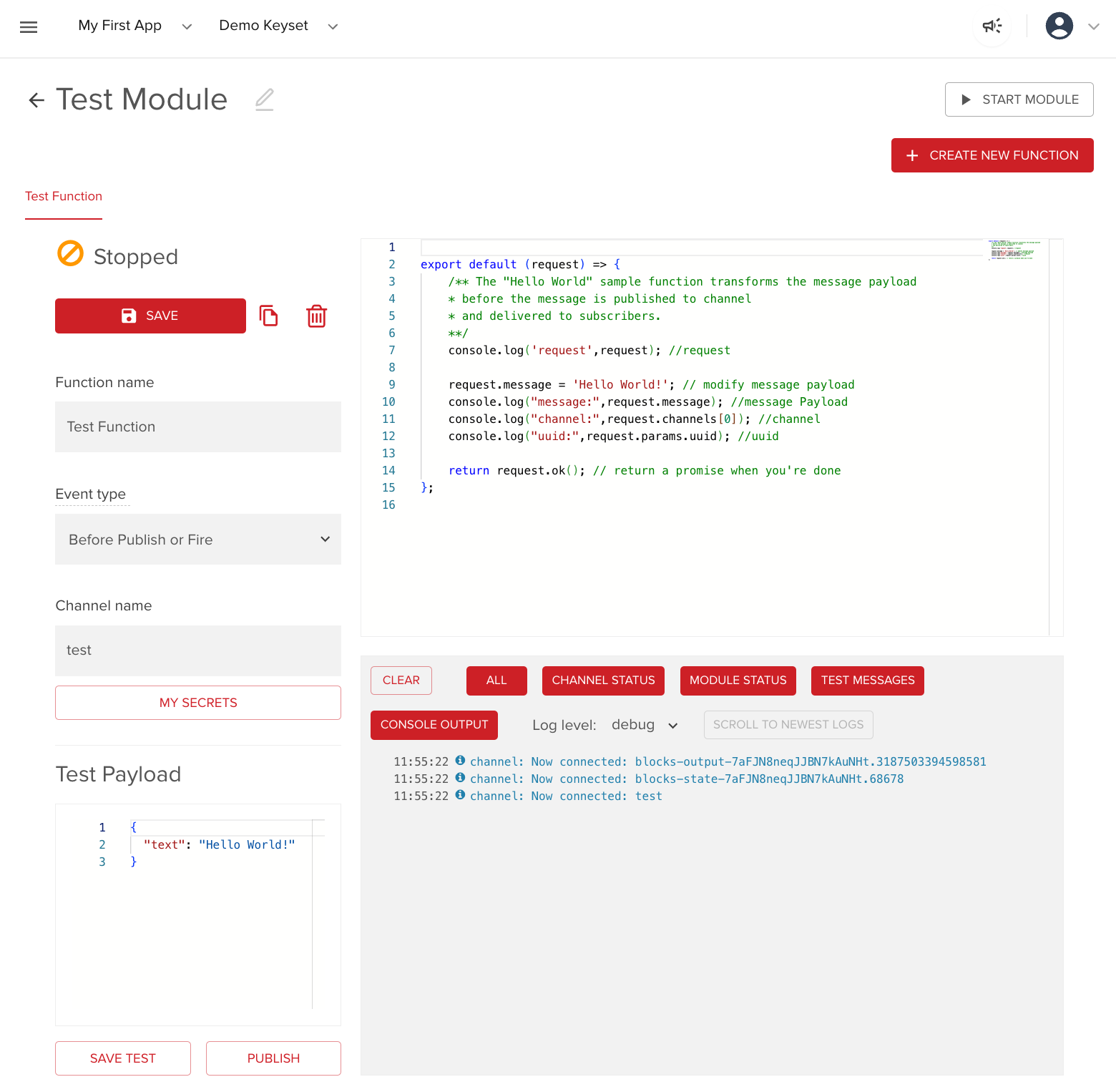 Configure view of the function
