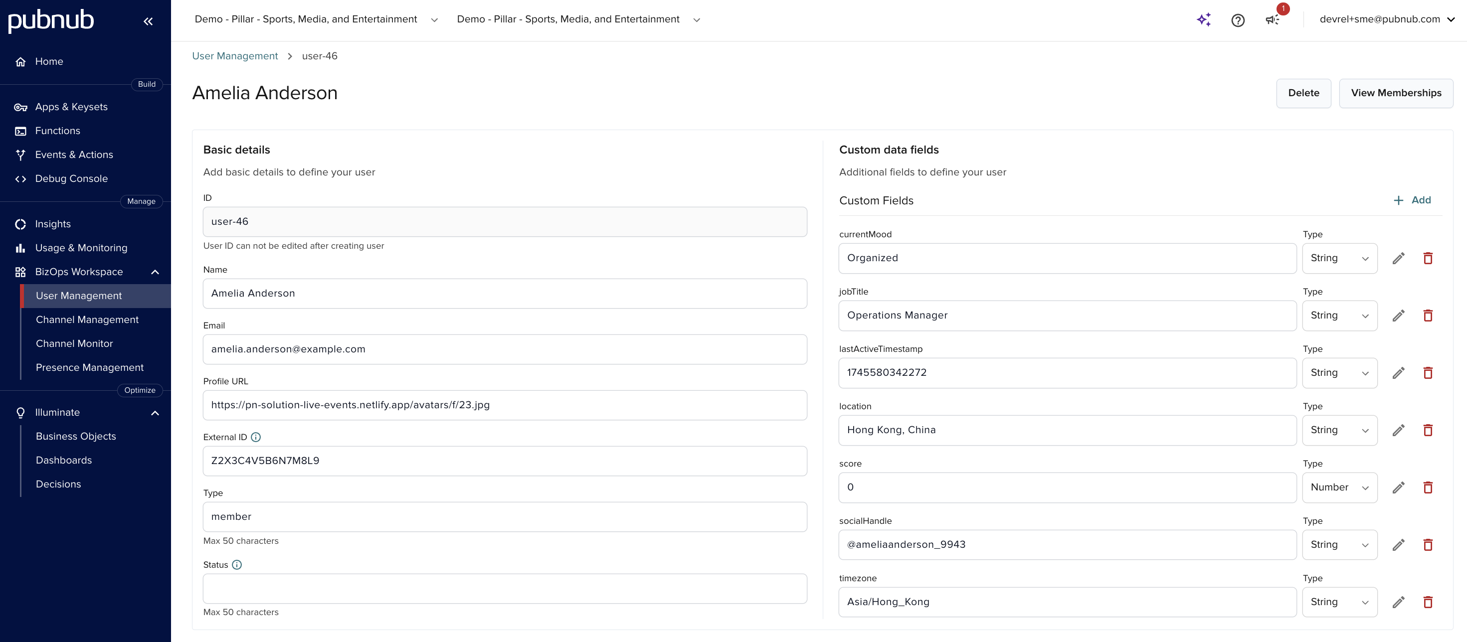 User details - Admin Portal