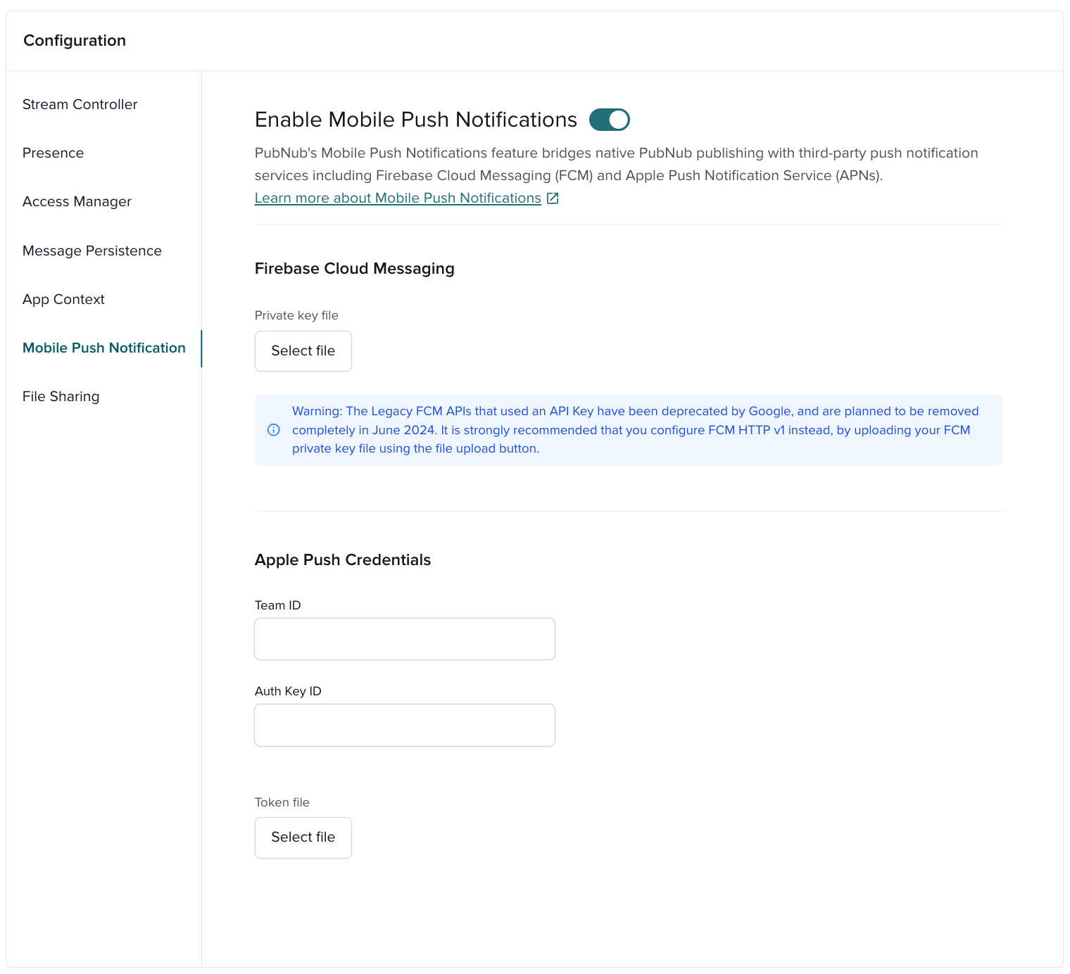 Mobile Push Notifications in Admin Portal