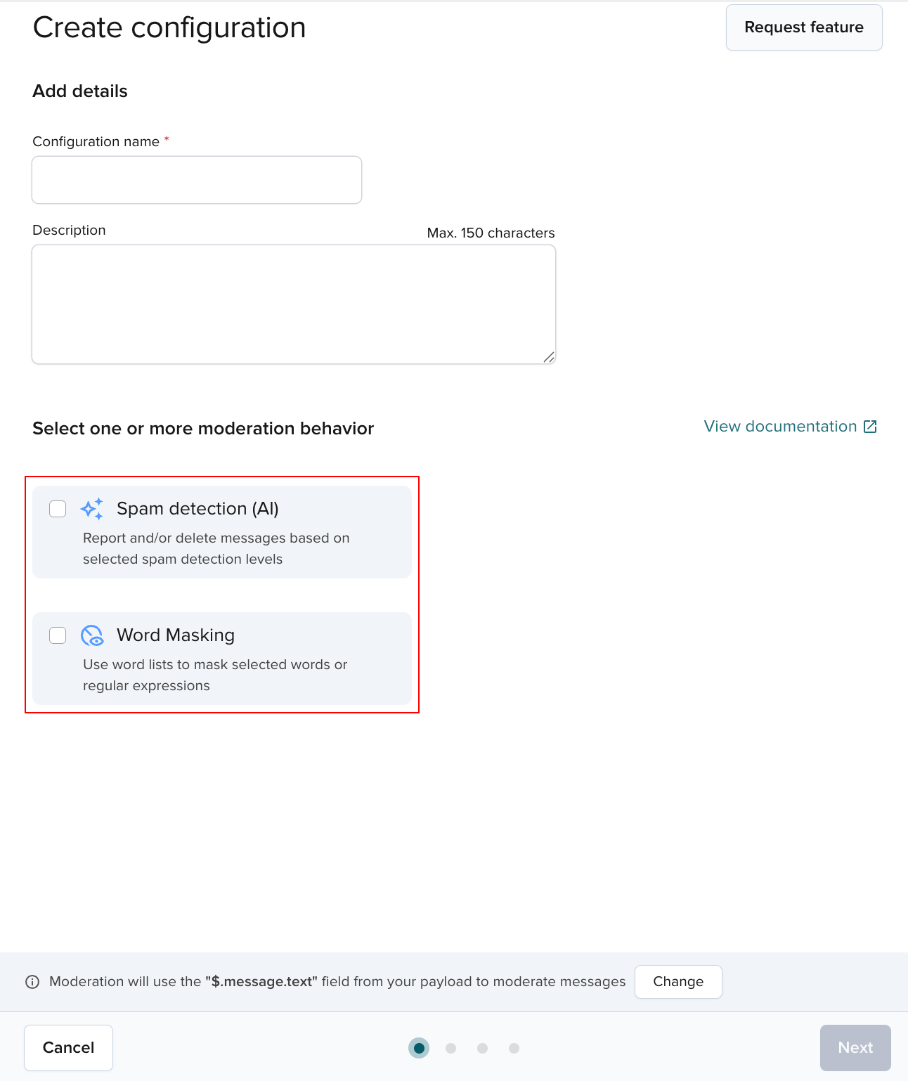 Select moderation behavior